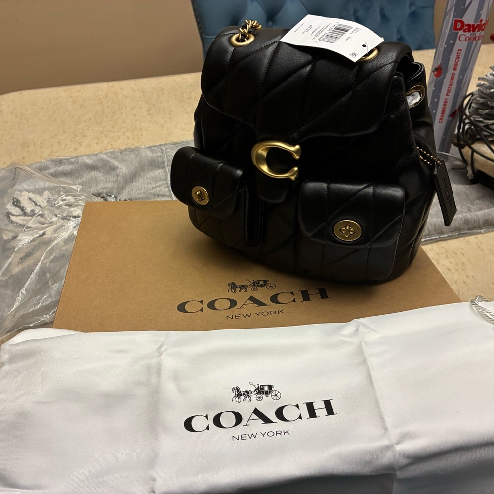 Authentic Coach Tabby Black Quilted Backpack with Gold Hardware~NWT - Picture 2 of 10
